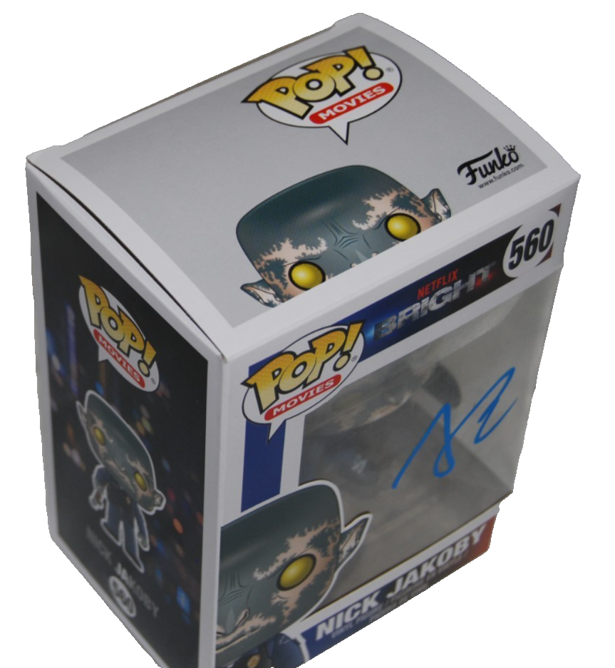 JOEL EDGERTON signed (BRIGHT) Nick Jakoby #560 Funko Pop BECKETT BAS BY085889