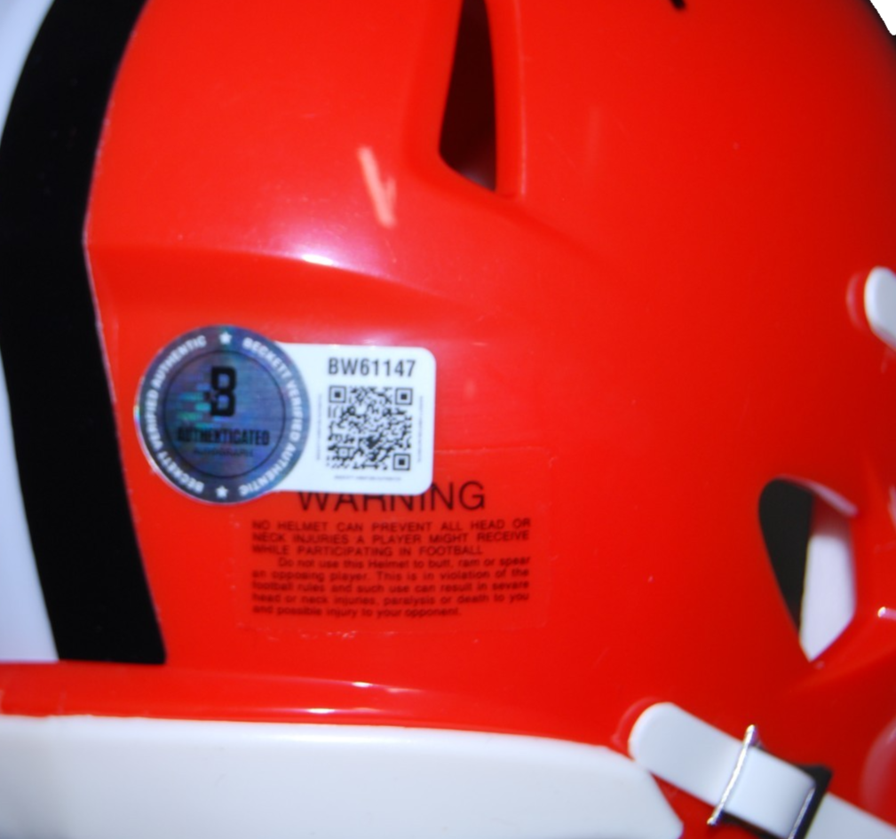 TODD MONKEN signed (CLEVELAND BROWNS) mini football helmet BECKETT BAS BW61147