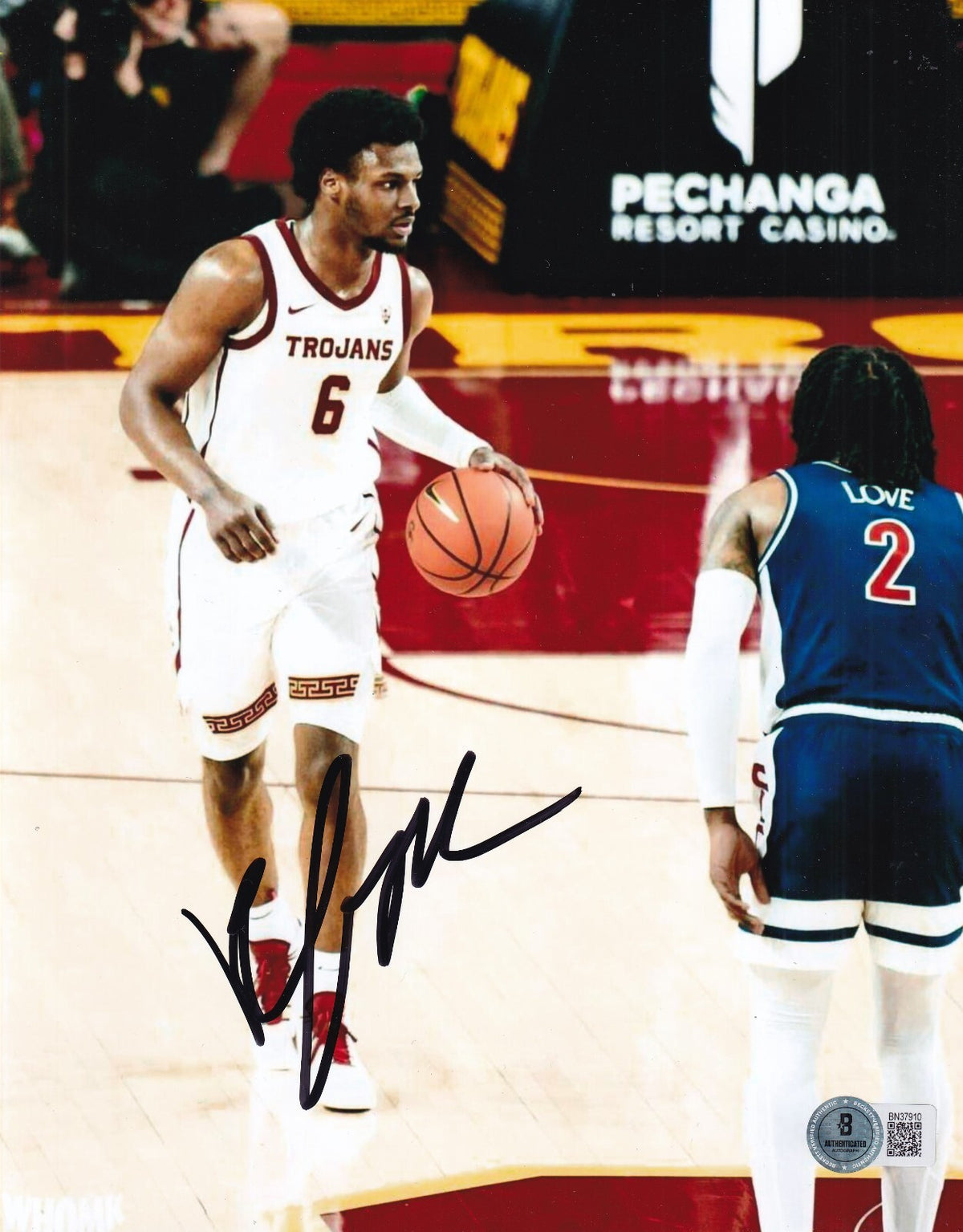 BRONNY JAMES signed (USC TROJANS) Basketball 8X10 photo BECKETT BAS BN37910
