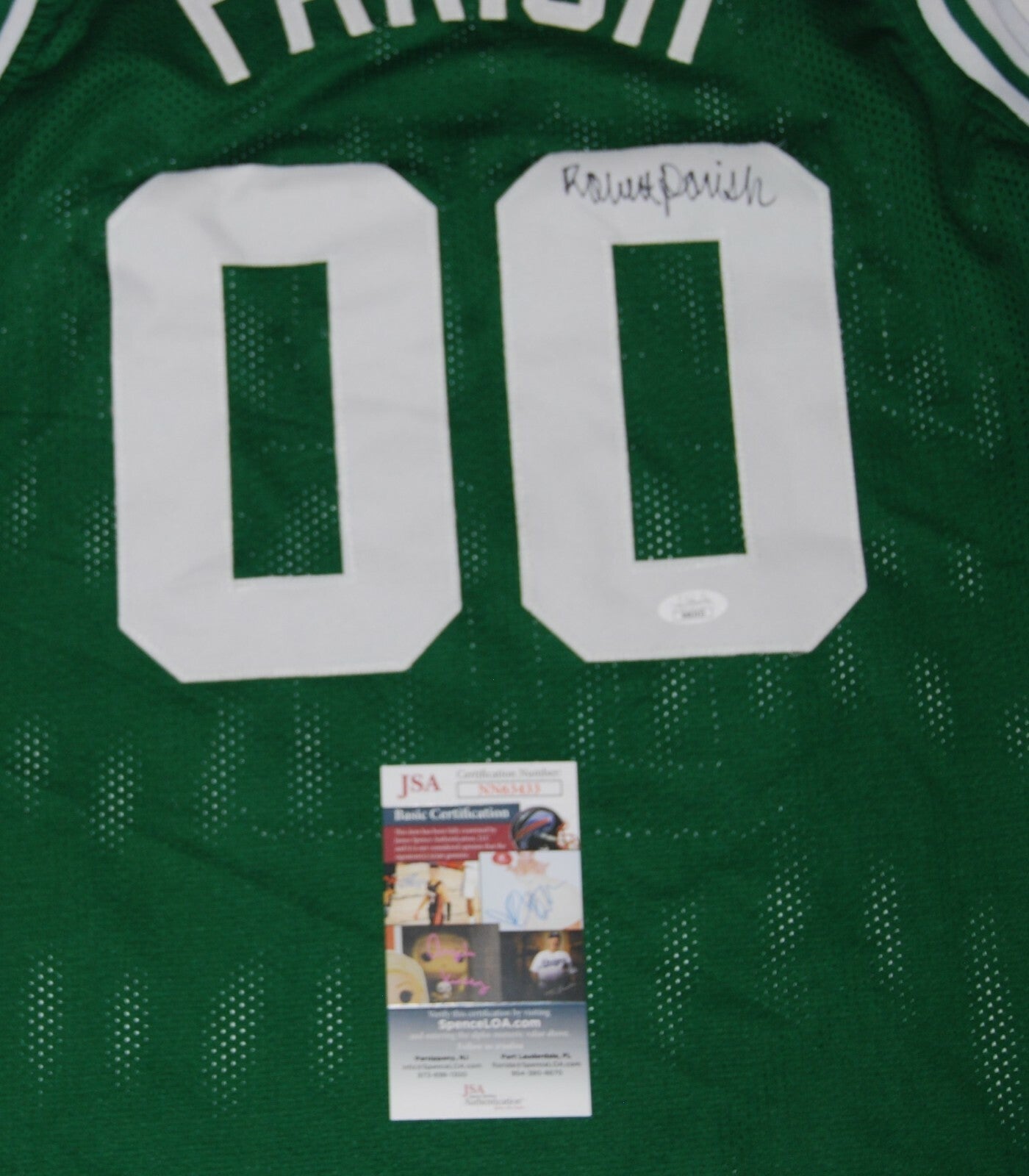 ROBERT PARISH signed (BOSTON CELTICS) Green #00 custom basketball jersey JSA