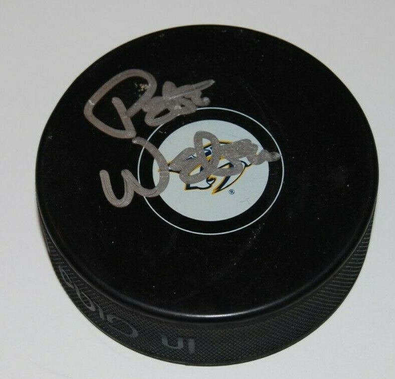 PETE WEBER signed (NASHVILLE PREDATORS) NHL autographed HOCKEY Puck W/COA 