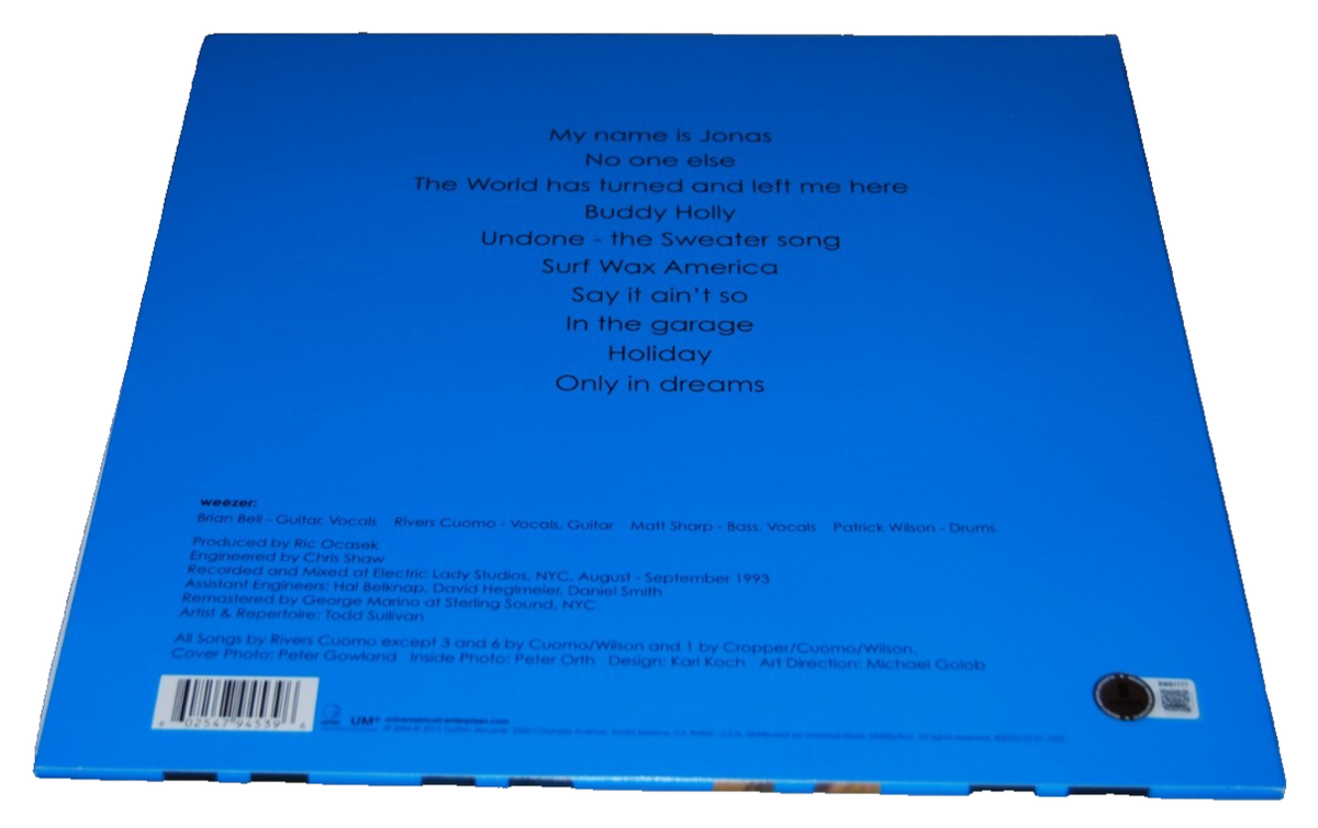 RIVERS CUOMO signed (WEEZER) autographed Blue Vynil record BECKETT BAS BW61777