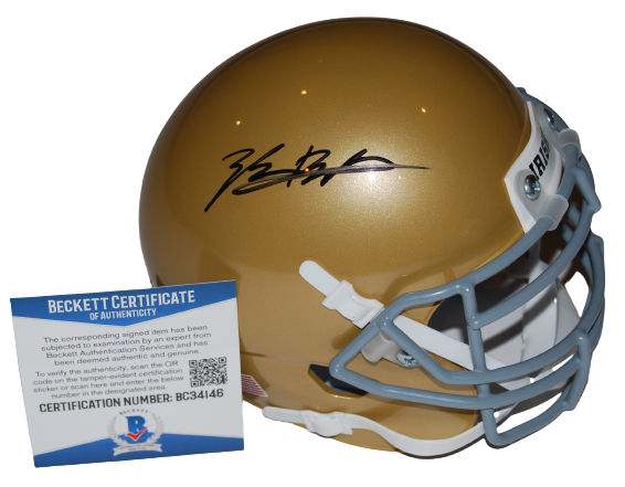 TYLER BUCHNER signed (NOTRE DAME IRISH) mini football helmet BECKETT BC34146