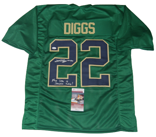 LOGAN DIGGS signed (NOTRE DAME FIGHTING IRISH) PLCT Green custom jersey JSA 
