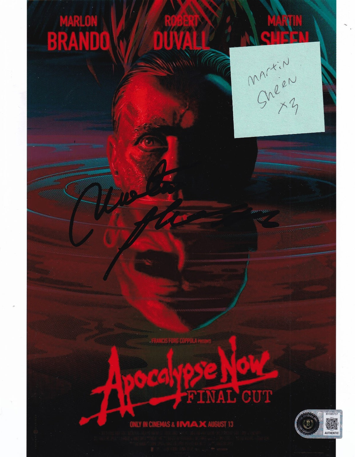 MARTIN SHEEN signed (APOCALYPSE NOW) Movie 8X10 photo BECKETT BAS BY085737