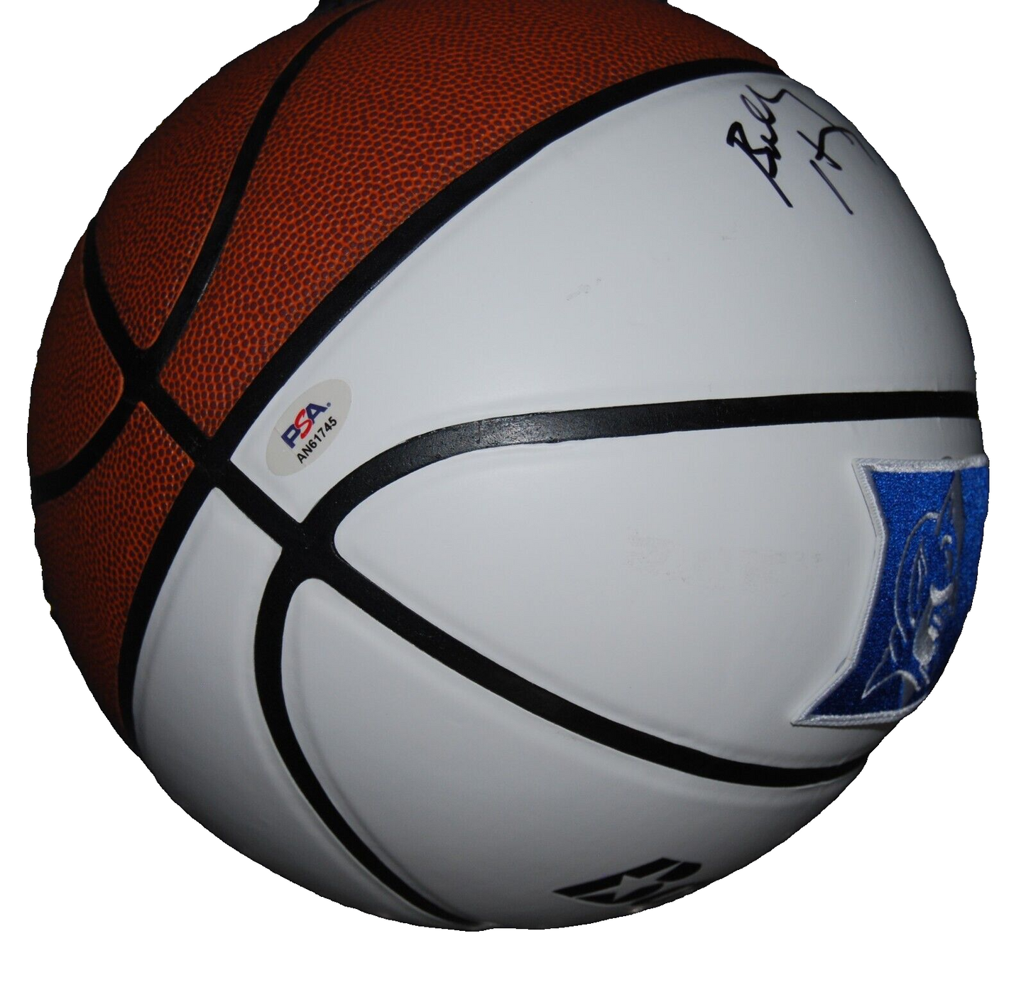 BOBBY HURLEY signed (DUKE BLUE DEVILS) F/S LOGO basketball PSA/DNA AN61745
