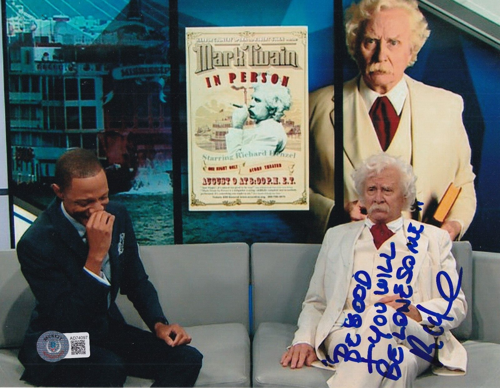 RICHARD HENZEL signed (MARK TWAIN) Movie Actor 8X10 photo BECKETT AD74097