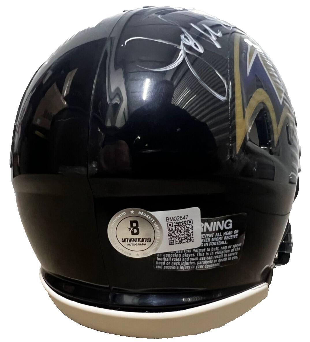 JOHN HARBAUGH signed (BALTIMORE RAVNES) mini football helmet BECKETT BM02847