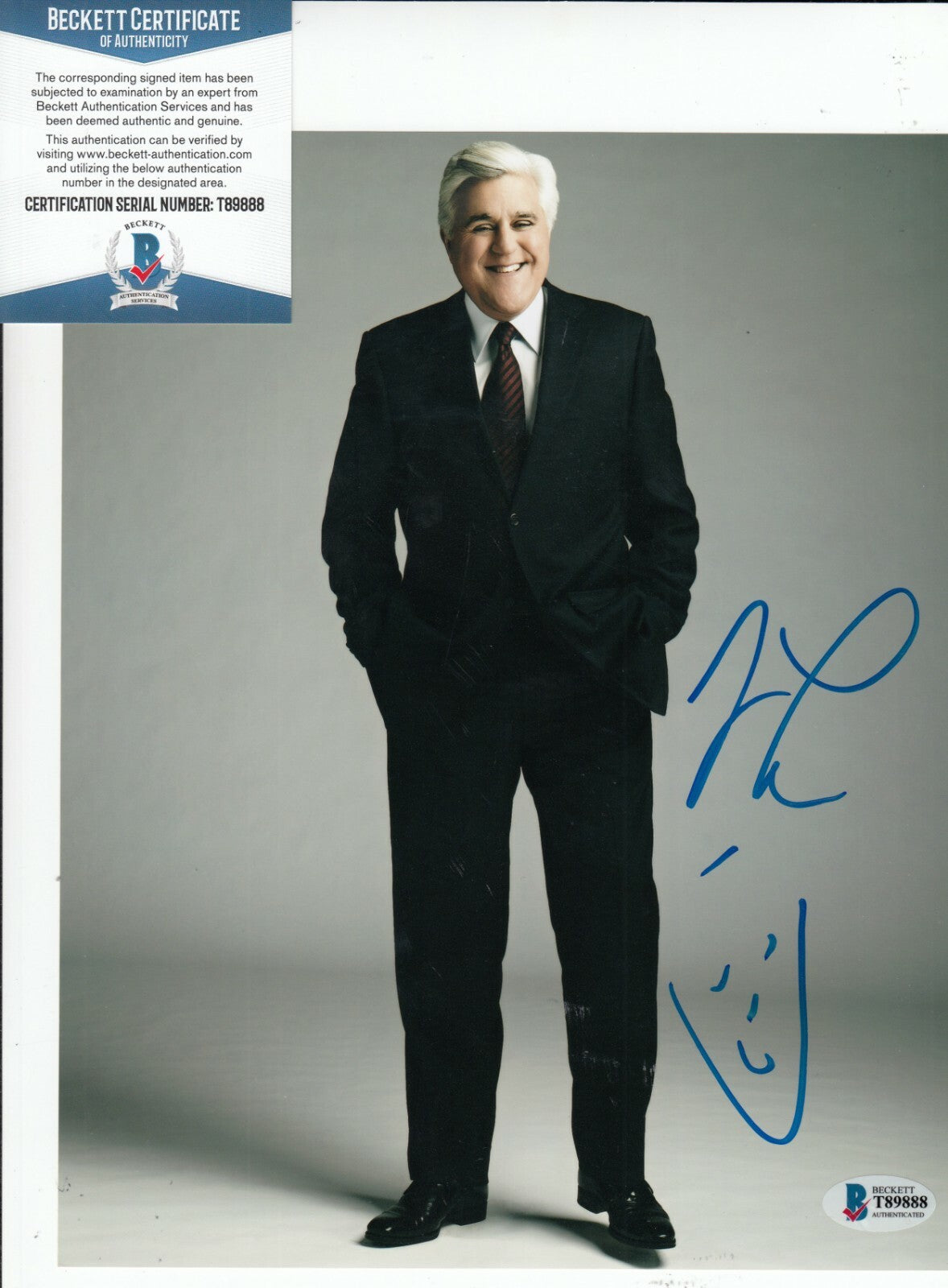 JAY LENO signed (THE TONIGHT SHOW) TV Host autographed 8X10 photo BECKETT T89888