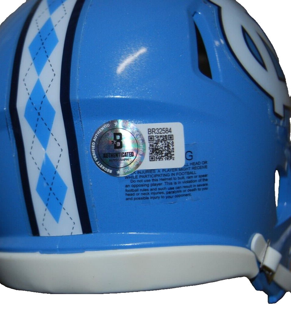 DRE BLY signed (NORTH CAROLINA TAR HEELS) mini football helmet BECKETT BR32584