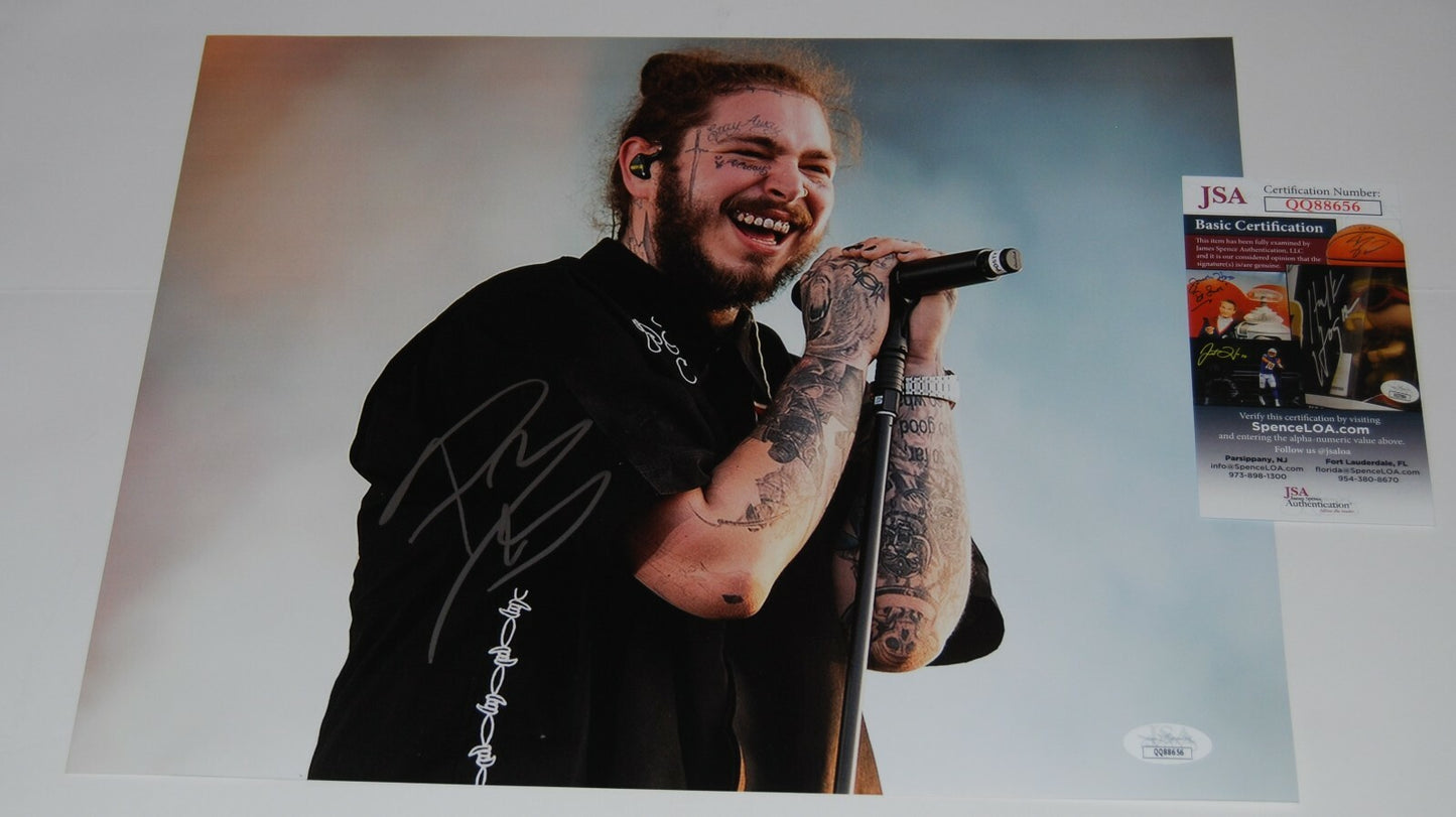 POST MALONE signed (AUSTIN POST) White Iverson Music 11X14 *PROOF* JSA #6
