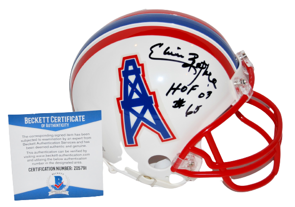 ELVIN BATHEA signed (HOUSTON OILERS) mini football helmet BECKETT BAS Z05791