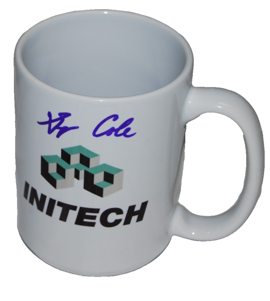 GARY COLE signed (OFFICE SPACE) INITECH Coffee Cup Mug BECKETT BAS BY085935