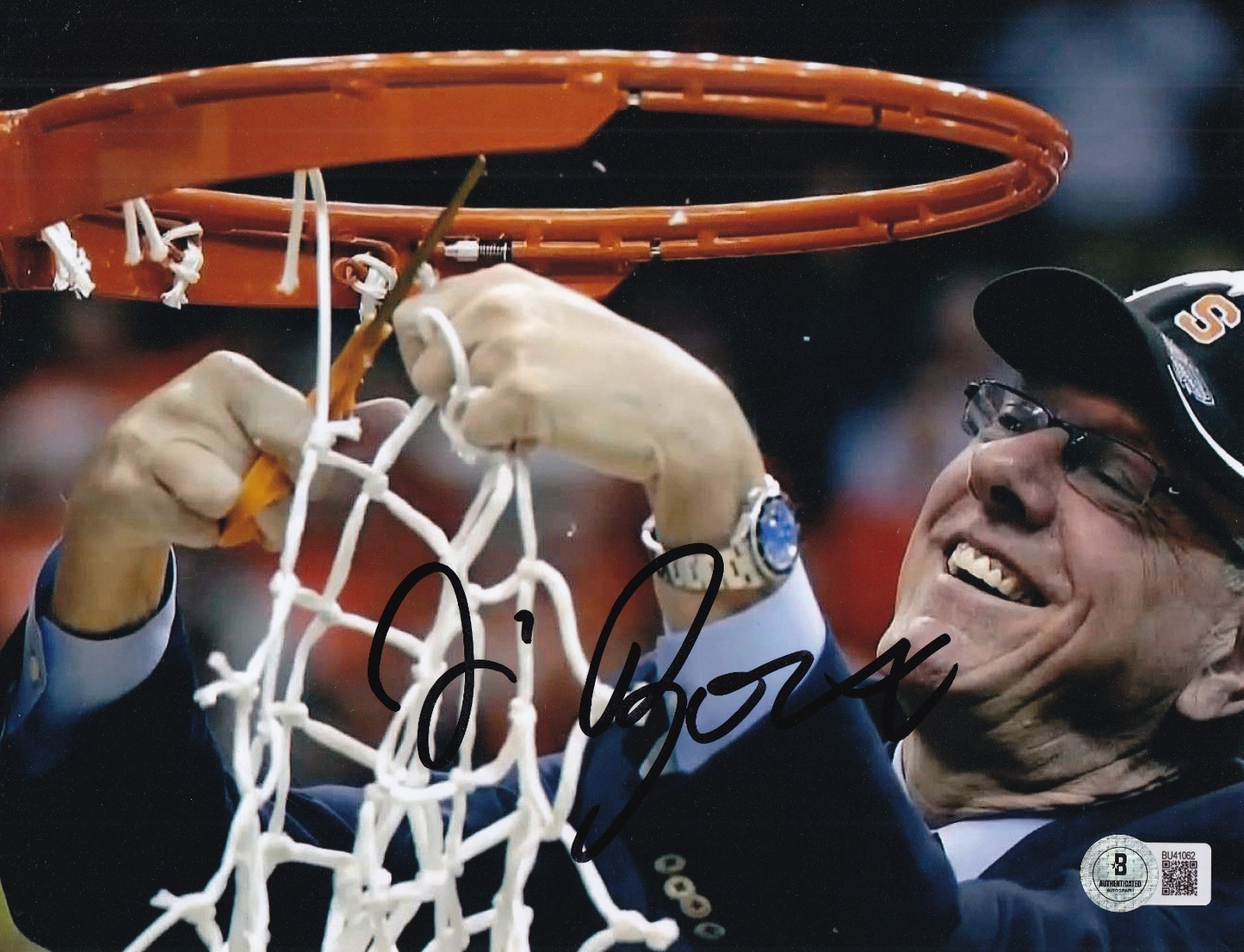 JIM BOEHEIM signed (SYRACUSE  ORANGE MEN) basketball 8X10 photo BECKETT BU41062