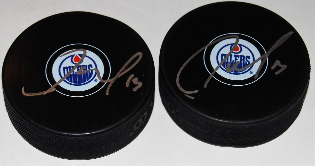 JASON GARRISON signed (EDMONTON OILERS) Souvenir autographed hockey Puck W/COA