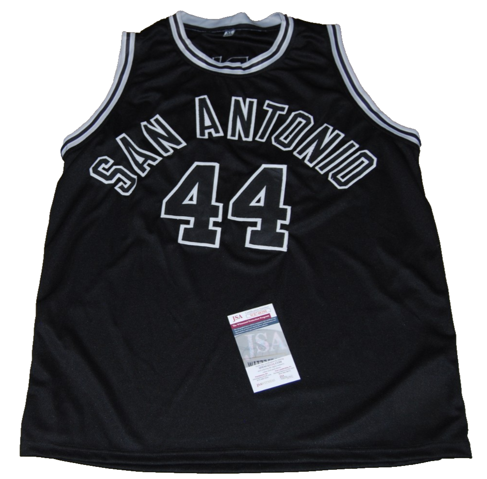 GEORGE GERVIN signed (SAN ANTONIO SPURS) Custom black basketball jersey JSA