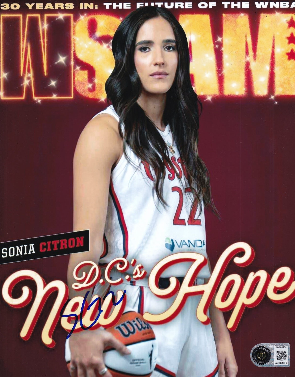 SONIA CITRON signed (WASHINGTON MYSTICS) WNBA basketball 8x10 BECKETT BY085504