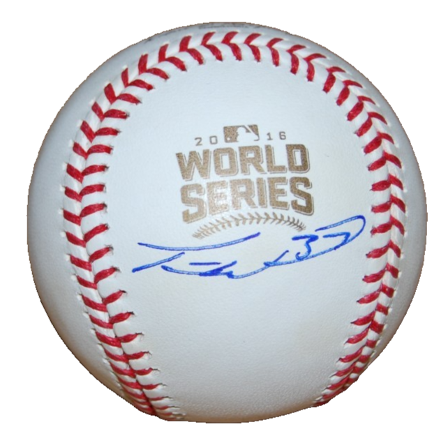 TRAVIS WOOD signed (CHICAGO CUBS) 2016 World Series OML baseball BECKETT BW61560