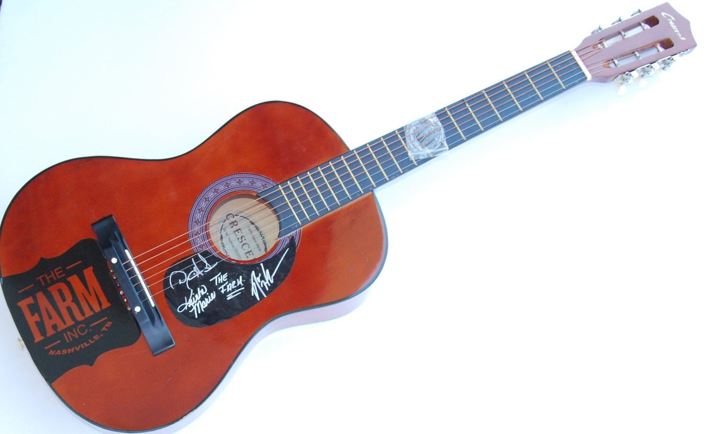 THE FARM (Musical trio) GROUP signed acoustic guitar *HOME SWEET HOME* W/COA