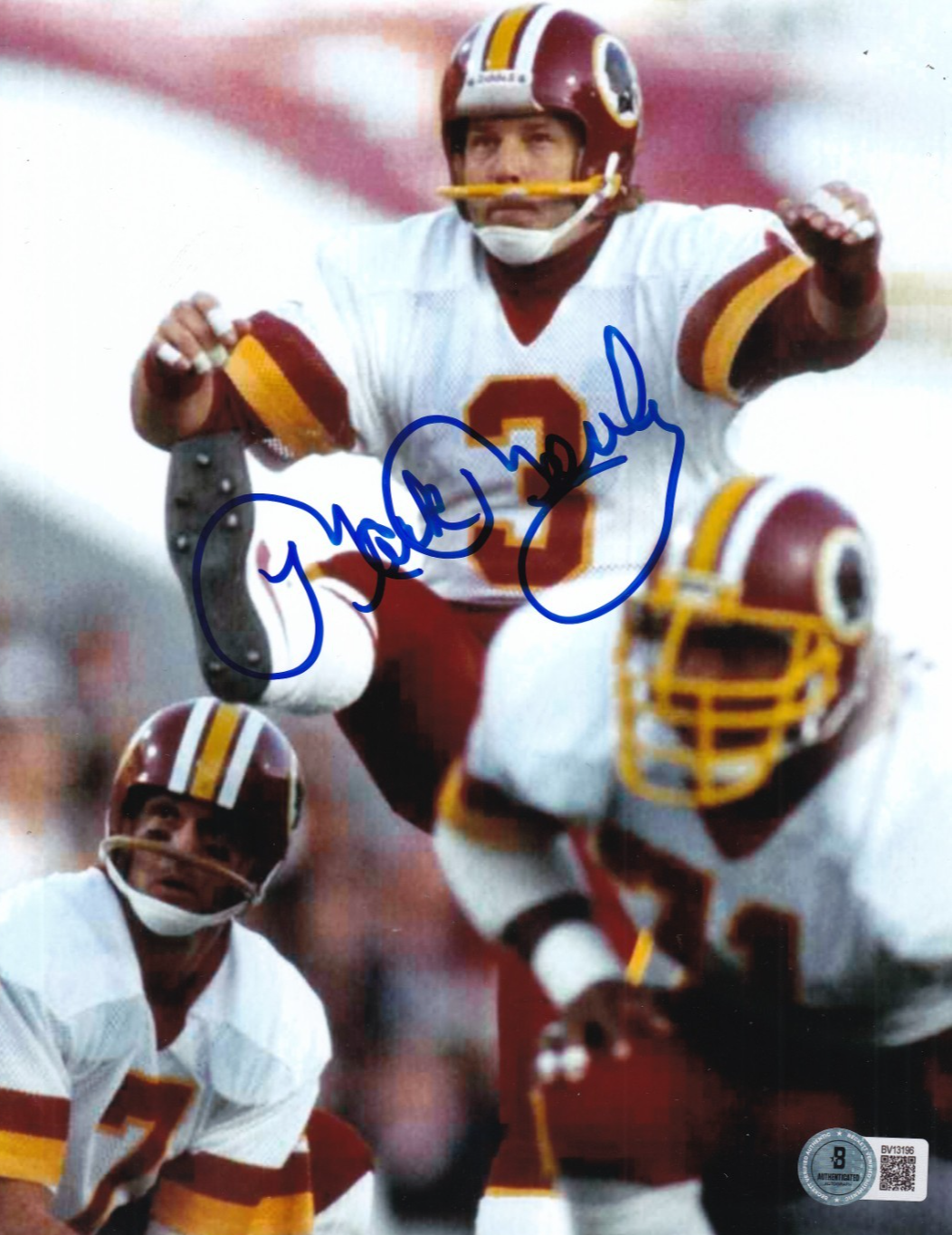 MARK MOSLEY signed (WASHINGTON REDSKINS) Football 8X10 photo BECKETT BAS BV13196