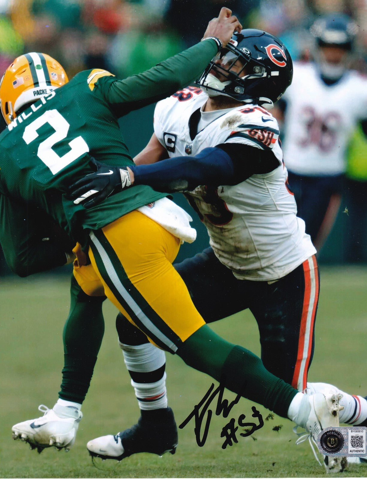 T.J. EDWARDS signed (CHICAGO BEARS) football 8X10 photo BECKETT BAS BY085810