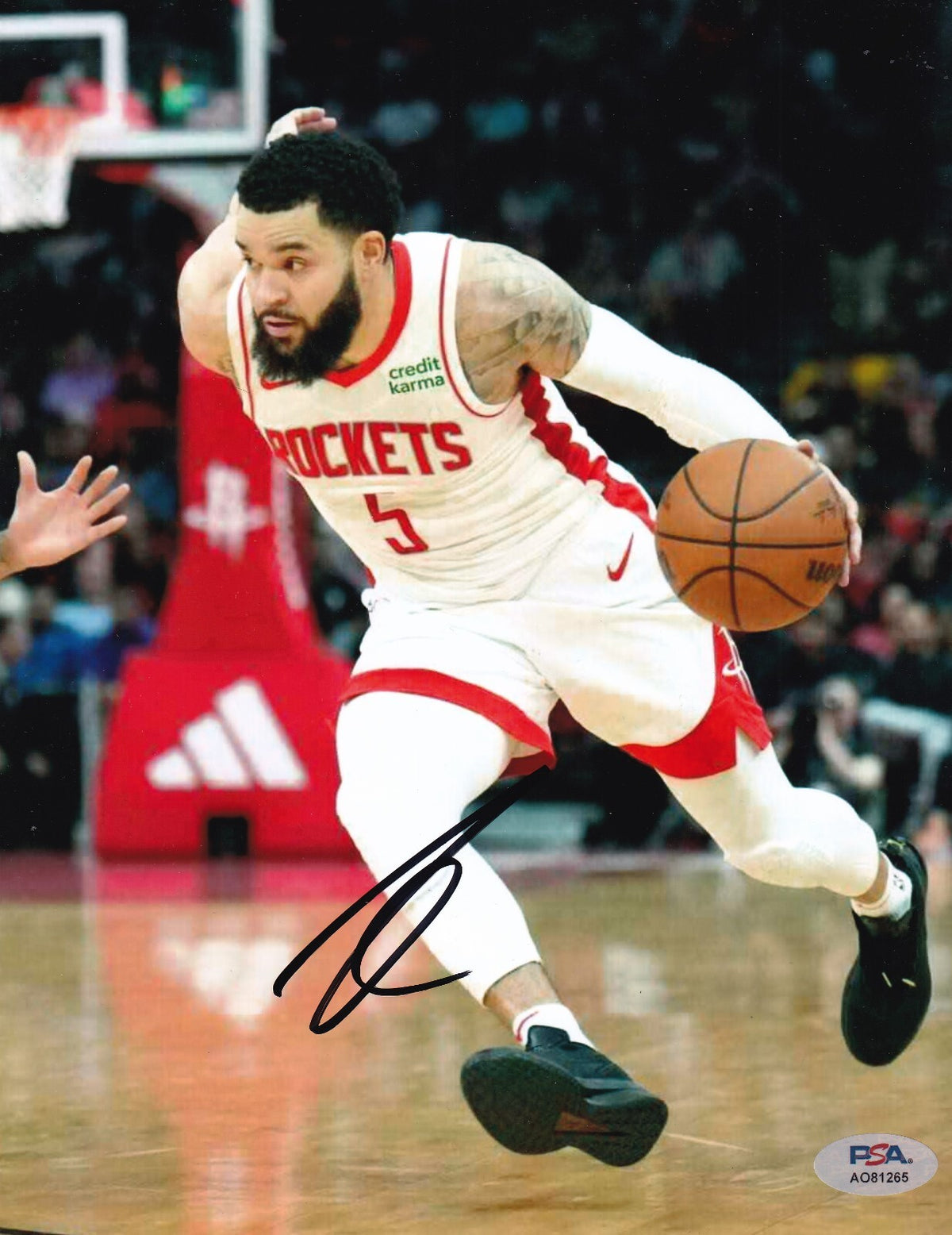 FRED VANVLEET signed (HOUSTON ROCKETS) basketball 8X10 photo PSA/DNA AO81265