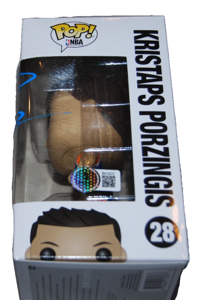 KRISTAPS PORZINGIS signed (NEW YORK KNICKS) Funko Pop #28 BECKETT BAS BV13272