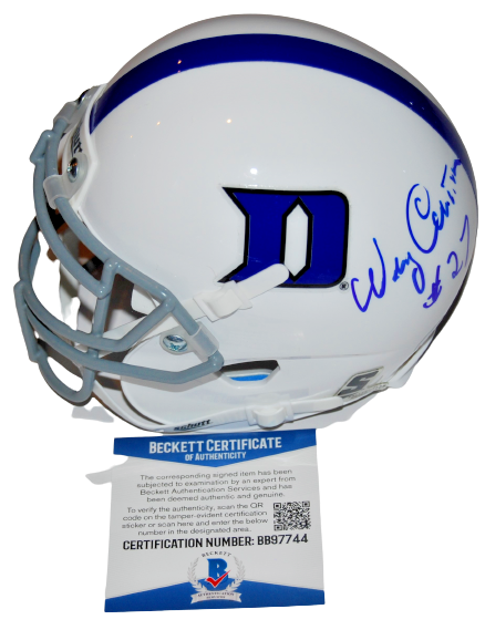 WRAY CARLTON signed (DUKE BLUE DEVILS) mini football helmet BECKETT BAS BB97744