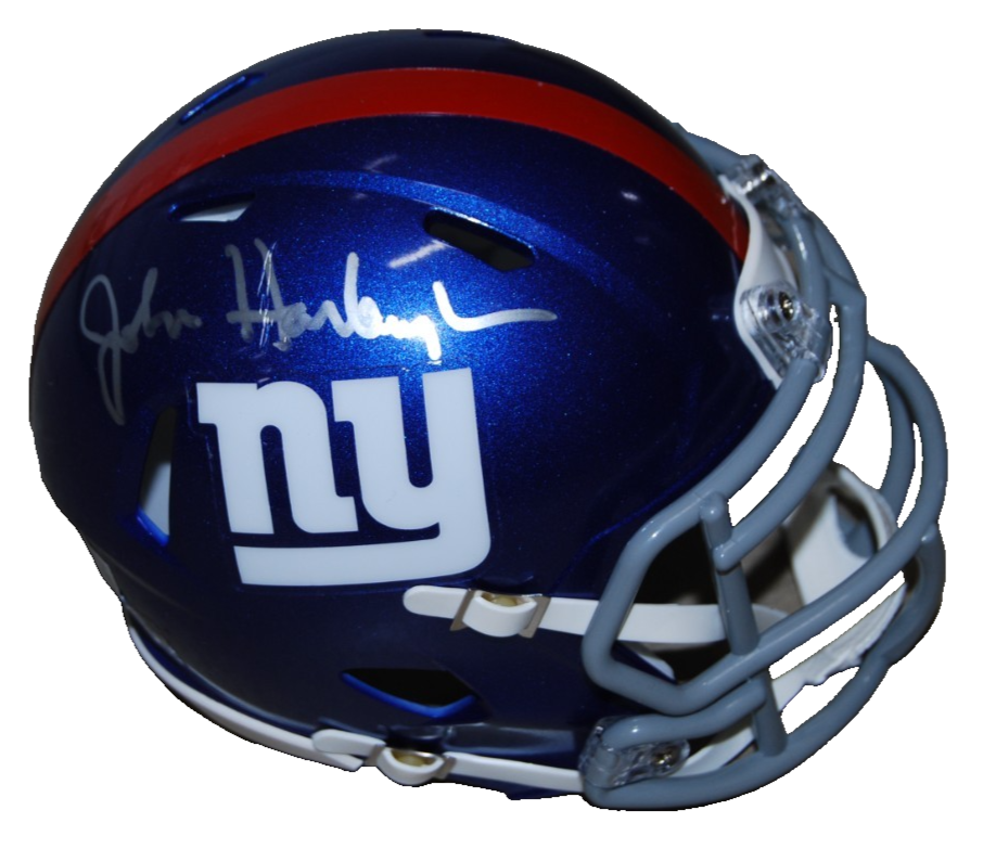 JOHN HARBAUGH signed (NEW YORK GIANTS) mini football helmet BECKETT BW07931