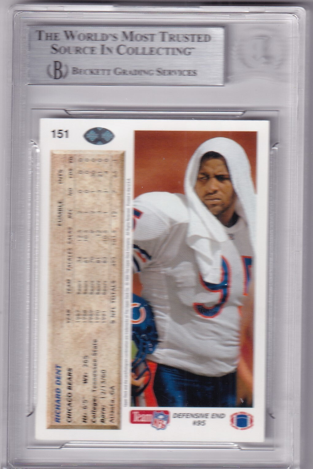 RICHARD DENT signed (1992 UPPER DECK) CHICAGO BEARS football card BECKETT BAS