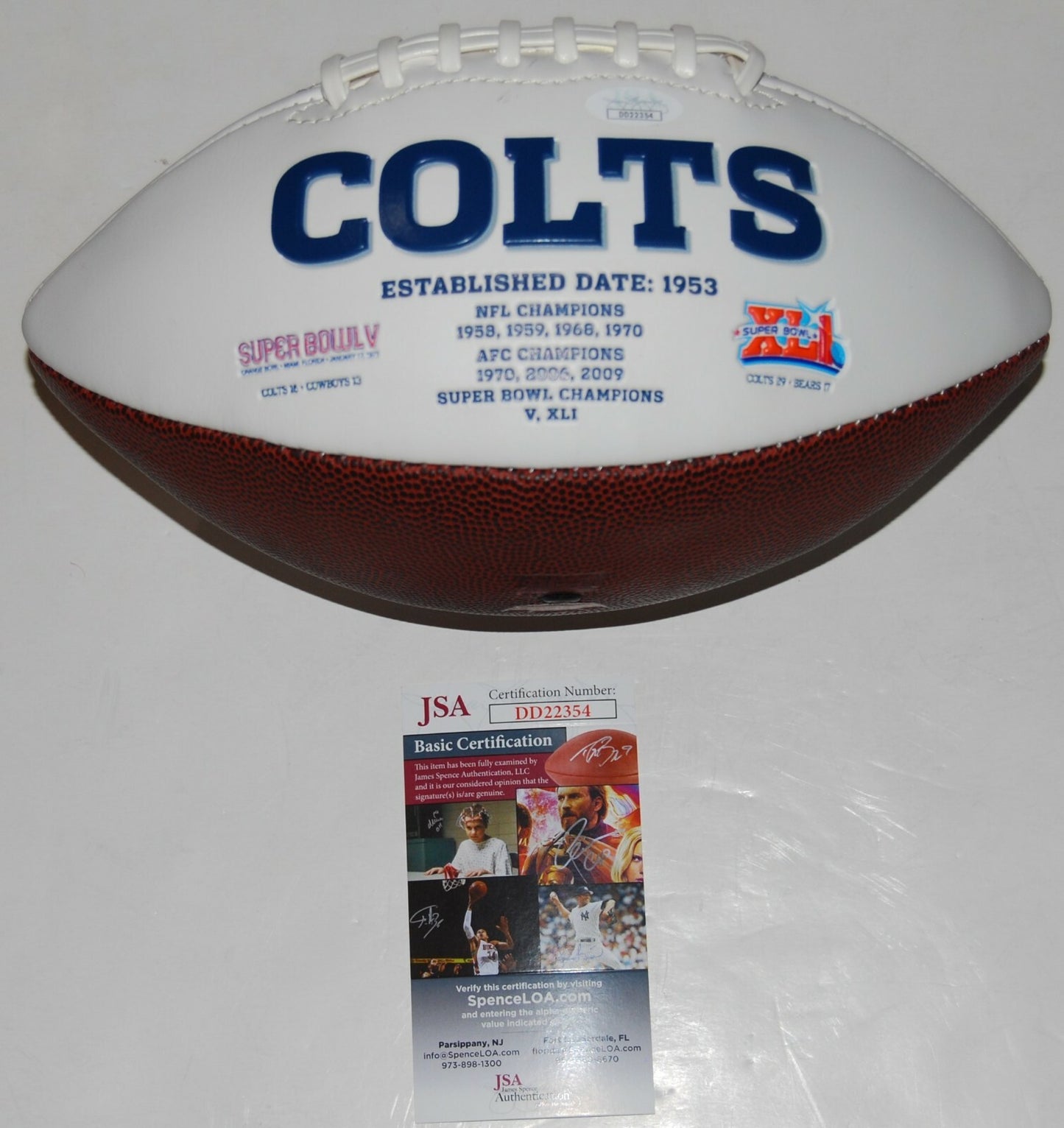 ERIC EBRON signed (INDIANAPOLIS COLTS) logo autographed football JSA Authentic