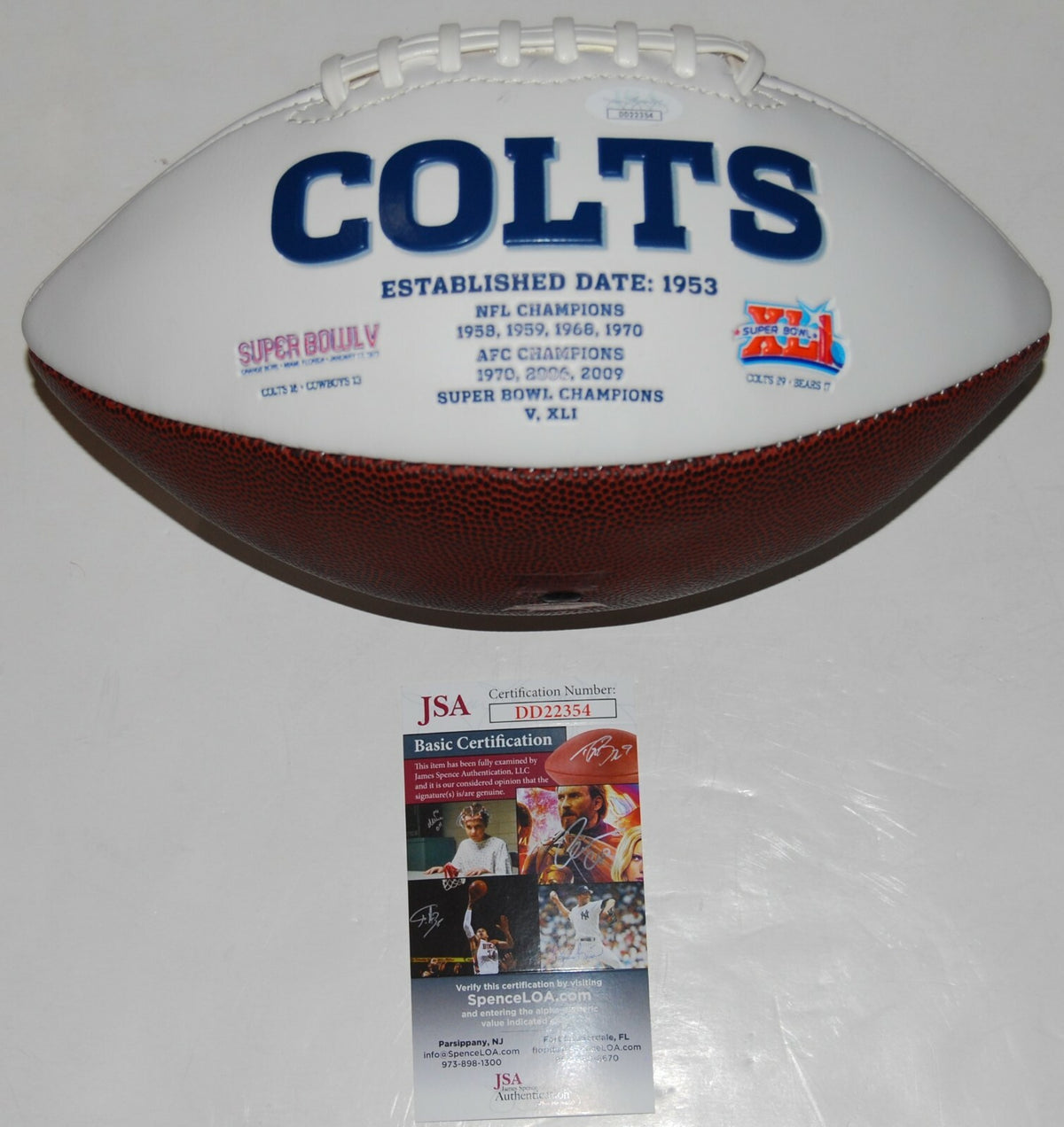ERIC EBRON signed (INDIANAPOLIS COLTS) logo autographed football JSA Authentic