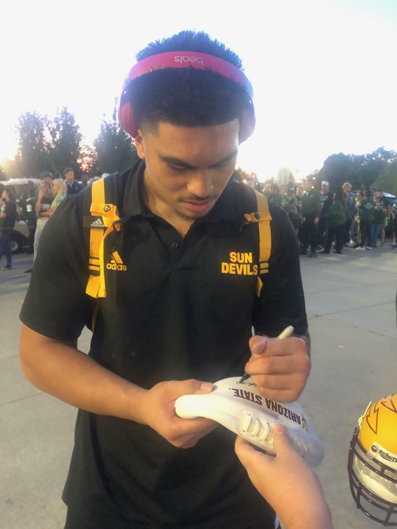 MERLIN ROBERTSON signed (ARIZONA STATE SUN DEVILS) logo football *PROOF* W/COA C